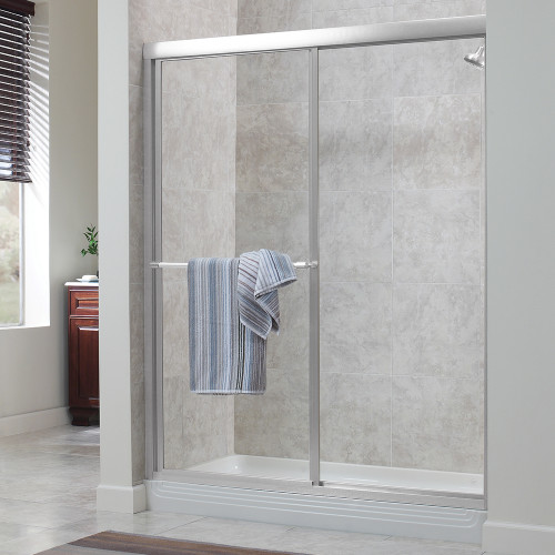 Craft + Main TDSS4470-CL-SV Tides Framed Sliding Shower Door 44" W x 70" H with Clear Glass - Silver Trim