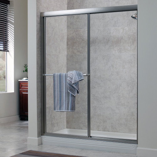 Craft + Main TDSS4870-CL-BN Tides Framed Sliding Shower Door 48" W x 70" H with Clear Glass - Brushed Nickel Trim