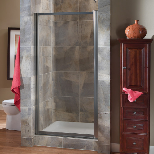 Foremost TDSW2965-CL-BN Tides Framed Pivot Swing Shower Door 29" W x 65" H with Clear Glass - Brushed Nickel