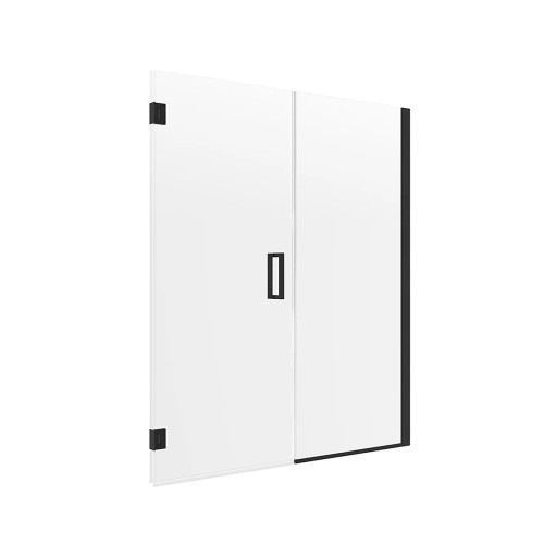 Craft + Main MRHG4874-CL-MB Marina Hinge Shower Door & Inline Panel 48" W x 74" H with Clear Glass - Matte Black Trim