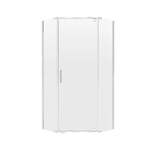 Craft + Main CVNA0574-CL-SV Cove Neo Angle Frameless Shower Door 38" W x 74" H with Clear Glass - Silver Trim