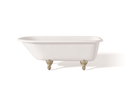 Cheviot 2094-WW-PN TRADITIONAL Cast Iron Bathtub with Continuous Rolled Rim - 54" x 30" x 24" w/ Polished Nickel Feet