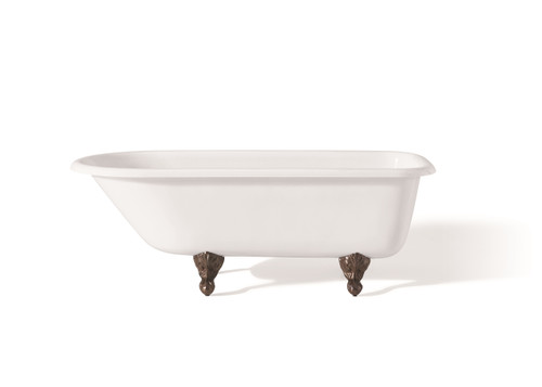 Cheviot 2104-WW-AB TRADITIONAL Cast Iron Bathtub with Continuous Rolled Rim - 61" x 30" x 24" w/ Antique Bronze Feet