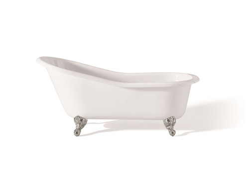 Cheviot 2108-WW-CH SLIPPER Cast Iron Bathtub with Continuous Rolled Rim - 61" x 30" x 30" w/ Chrome Feet