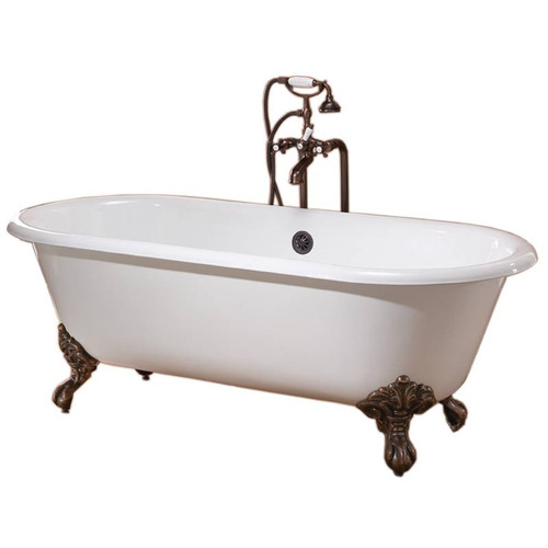 Cheviot 2111-BC-PB REGAL Cast Iron Bathtub with Continuous Rolled Rim - 68" x 31" x 24" w/ Polished Brass Feet