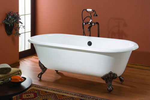 Cheviot 2111-WC-PN REGAL Cast Iron Bathtub with Continuous Rolled Rim - 68" x 31" x 24" w/ Polished Nickel Feet - Custom Color of Choice