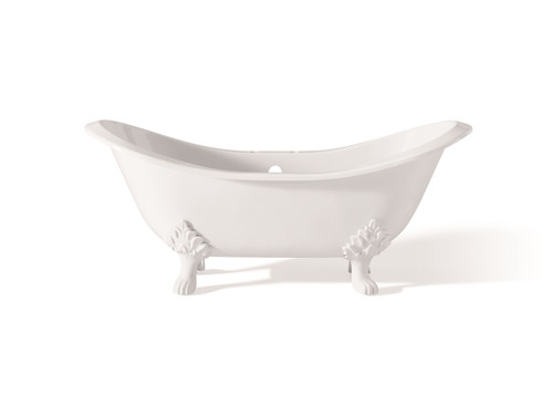 Cheviot REGENCY Cast Iron Bathtub with Lion Feet and Faucet Holes - 72" x 31" x 31.25" w/ White Feet - 2114-WW-7-WH