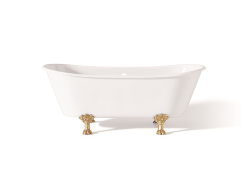 Cheviot WINCHESTER Cast Iron Bathtub - 68" x 28" x 27" w/ Polished Brass Feet - 2122-WW-PB
