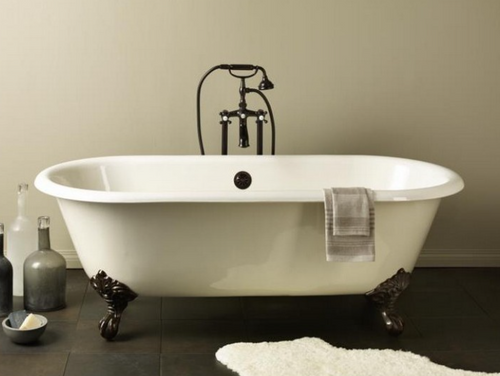 Cheviot 2127-BC-BN REGAL Cast Iron Bathtub with Continuous Rolled Rim - 61" x 31" x 24" w/ Brushed Nickel Feet