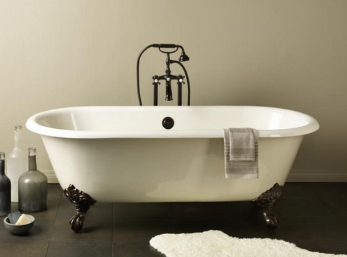 Cheviot 2127-WC-BN REGAL Cast Iron Bathtub with Continuous Rolled Rim - 61" x 31" x 24" w/ Brushed Nickel Feet