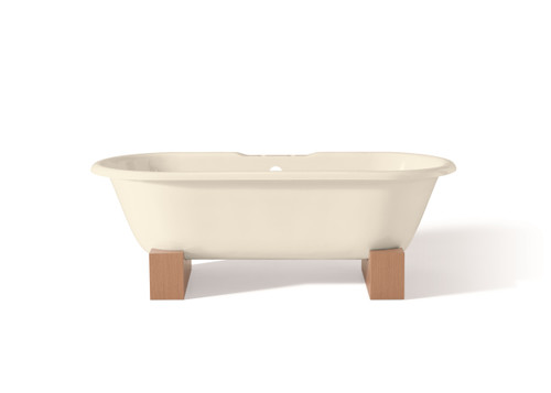 Cheviot 2128-BB-7-FO REGAL Cast Iron Free-Standing Bathtub with Wooden Base and Faucet Holes - 61" x 31" x 24"