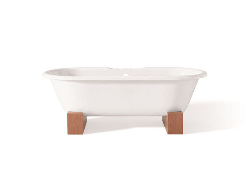 Cheviot 2128-WW-6-NB REGAL Cast Iron Freestanding Bathtub with Wooden Base and Faucet Holes - 61" x 31" x 24"