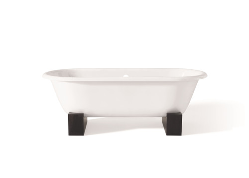 Cheviot REGAL Cast Iron Free-Standing Bathtub with Wooden Base and Continuous Rolled Rim - 61" x 31" x 24" - 2129-WW-DB