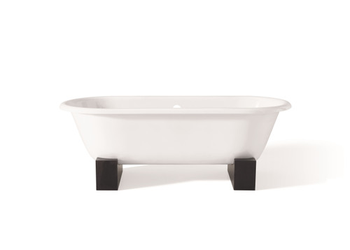 Cheviot 2131-WW-DB REGAL Cast Iron Freestanding Bathtub with Wooden Base and Continuous Rolled Rim - 68" x 31" x 24"