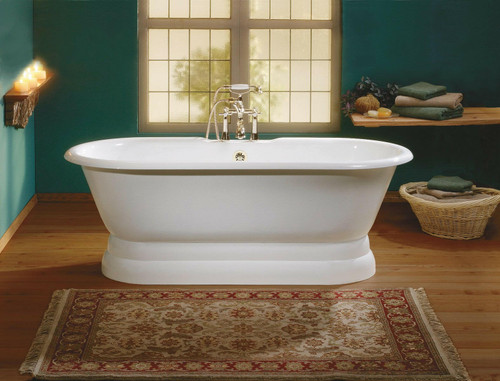 Cheviot 2138-WC-7 REGAL Cast Iron Free-Standing Bathtub with Pedestal Base and Faucet Holes - 61" x 31" x 24" - Custom Color of Choice