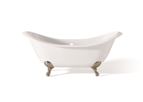 Cheviot REGENCY Cast Iron Bathtub with Faucet Holes - 61" x 31" x 29" w/ Brushed Nickel Feet - 2148-WW-7-BN
