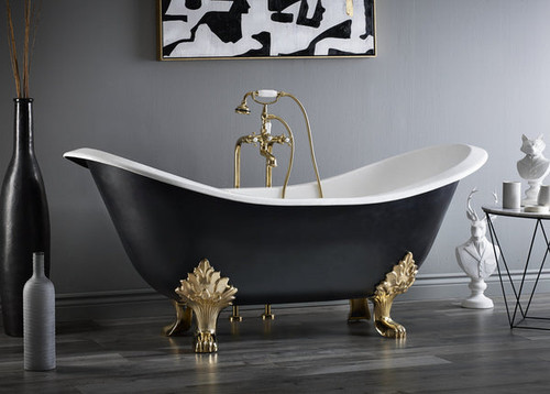 Cheviot 2150-WC-7-CH REGENCY Cast Iron Bathtub with Lion Feet and Faucet Holes - 61" x 31" x 29" w/ Chrome Feet - Custom Color of Choice