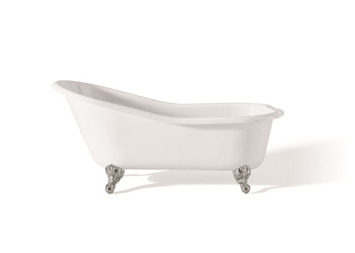 Cheviot 2159-WW-6-CH SLIPPER Cast Iron Bathtub with Faucet Holes - 61" x 30" x 30" w/ Chrome Feet
