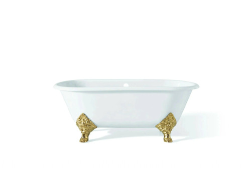 Cheviot 2160-WC-6-PB CARLTON Cast Iron Bathtub with Faucet Holes - 70" x 32" x 26" w/ Polished Brass Feet - Custom Color of Choice