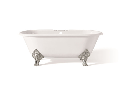 Cheviot 2160-WC-7-CH CARLTON Cast Iron Bathtub with Faucet Holes - 70" x 32" x 26" w/ Chrome Feet - Custom Color of Choice
