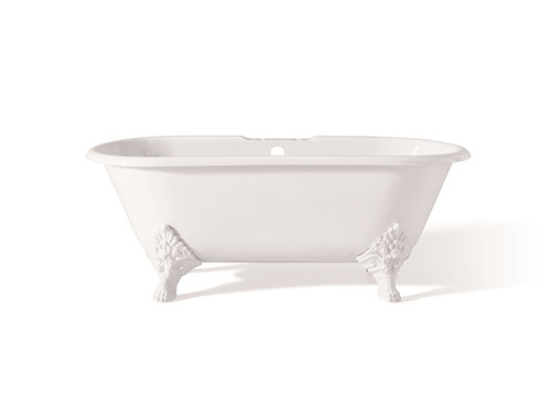 Cheviot CARLTON Cast Iron Bathtub with Faucet Holes - 70" x 32" x 26" w/ White Feet - 2160-WW-6-WH
