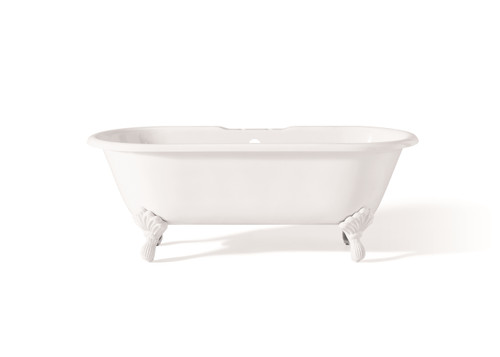 Cheviot REGAL Cast Iron Bathtub with Faucet Holes and Shaughnessy Feet - 61" x 31" x 24" w/ White Feet - 2168-WW-7-WH