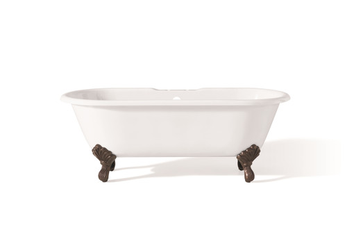 Cheviot 2170-WW-7-AB REGAL Cast Iron Bathtub with Faucet Holes and Shaughnessy Feet - 68" x 31" x 24" w/ Antique Bronze Feet