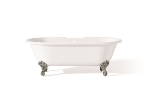 Cheviot 2170-WW-7-CH REGAL Cast Iron Bathtub with Faucet Holes and Shaughnessy Feet - 68" x 31" x 24" w/ Chrome Feet