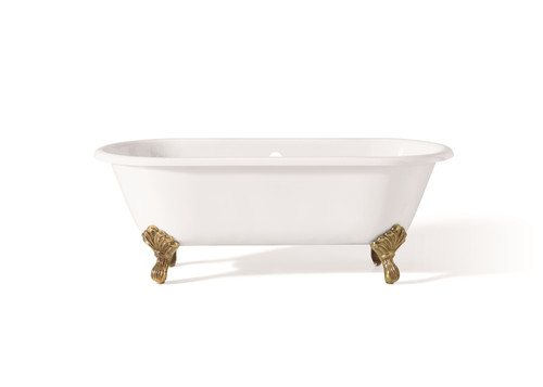 Cheviot 2171-WW-PB REGAL Cast Iron Bathtub with Continuous Rolled Rim and Shaughnessy Feet - 68" x 31" x 24" w/ Polished Brass Feet