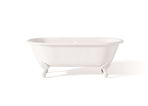 Cheviot REGAL Cast Iron Bathtub with Continuous Rolled Rim and Shaughnessy Feet - 68" x 31" x 24" w/ White Feet - 2171-WW-WH