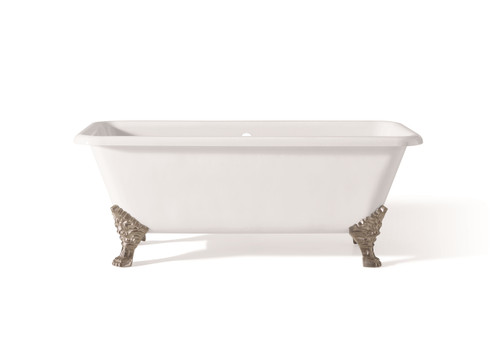Cheviot SPENCER Cast Iron Bathtub - 66.875x31.875x27 w/ Brushed Nickel Feet - 2173-WW-BN