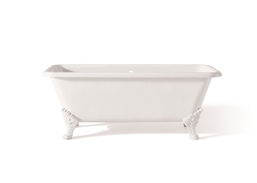 Cheviot 2173-WW-WH SPENCER Cast Iron Bathtub - 66.875x31.875x27 w/ White Feet