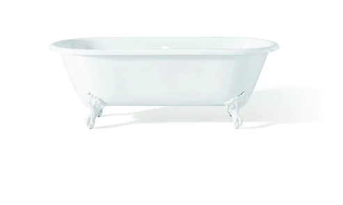 Cheviot REGAL Cast Iron Bathtub with Continuous Rolled Rim - 70" x 31" x 26" w/ White Feet - Custom Color of Choice - 2175-WC-WH