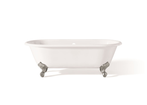Cheviot 2175-WW-CH REGAL Cast Iron Bathtub with Continuous Rolled Rim - 70" x 31" x 26" w/ Chrome Feet