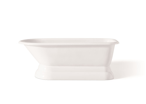Cheviot TRADITIONAL Cast Iron Free-Standing Bathtub with Pedestal Base and Continuous Rolled Rim - 68" x 30" x 24" - 2177-WW