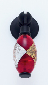 JVJ Oil Rubbed Bronze 30 mm (1 3/16") Pendant Drop Door Pull - Gold and Silver on Red - 48120
