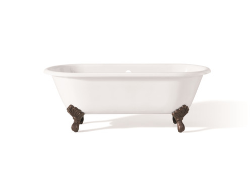 Cheviot 2181-WW-AB REGAL Cast Iron Bathtub with Continuous Rolled Rim and Shaughnessy Feet - 70" x 32" x 26" w/ Antique Bronze Feet