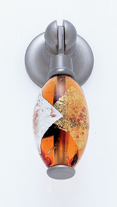 JVJ Satin Nickel 30 mm (1 3/16") Pendant Drop Door Pull - Gold and Silver on Orange - 47846