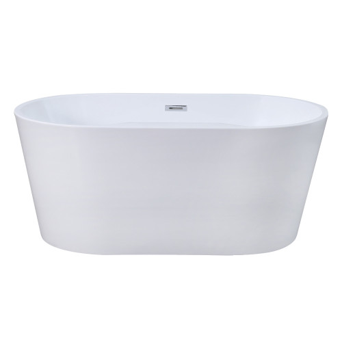 Kingston Brass Aqua Eden VTDE563224BA 56-Inch Acrylic Freestanding Tub with Drain, Glossy White