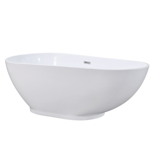 Kingston Brass Aqua Eden VTDE693223BA 69-Inch Acrylic Freestanding Oval Tub with Drain, Glossy White