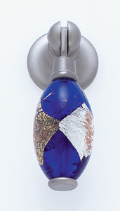 JVJ Satin Nickel 30 mm (1 3/16") Pendant Drop Door Pull - Gold and Silver on Blue - 47746