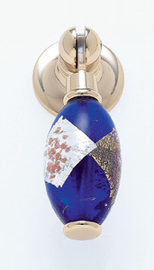 JVJ 24 K Gold Plated 30 mm (1 3/16") Pendant Drop Door Pull - Gold and Silver on Blue - 47724
