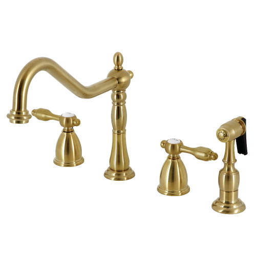 Kingston Brass KB1797TALBS Tudor Widespread Kitchen Faucet, Brushed Brass