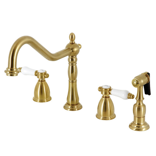 Kingston Brass KB1797BPLBS Bel-Air Widespread Kitchen Faucet, Brushed Brass