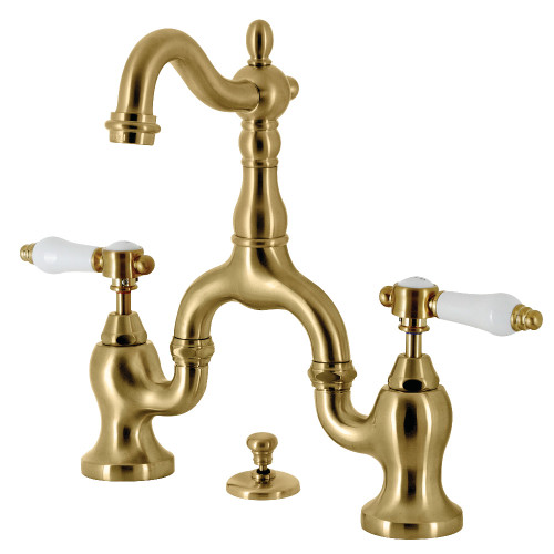 Kingston Brass KS7977BPL Bel-Air Bridge Bathroom Faucet with Brass Pop-Up, Brushed Brass