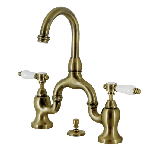 Kingston Brass KS7993BPL Bel-Air Bridge Bathroom Faucet with Brass Pop-Up, Antique Brass