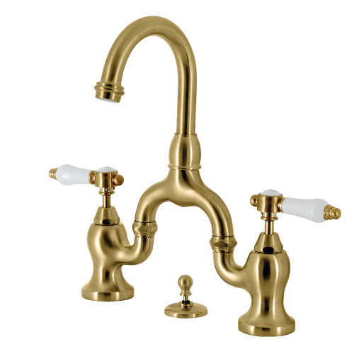 Kingston Brass KS7997BPL Bel-Air Bridge Bathroom Faucet with Brass Pop-Up, Brushed Brass