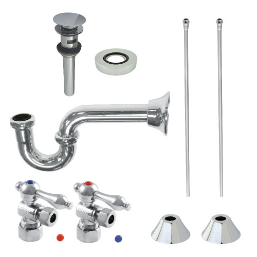 Kingston Brass CC53301VOKB30 Traditional Plumbing Sink Trim Kit with P-Trap and Overflow Drain, Polished Chrome