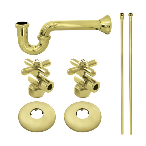 Kingston Brass KPK202 Gourmet Scape Plumbing Supply Kit with 1-1/2" P-Trap - 1/2" IPS Inlet x 3/8" Comp Oulet, Polished Brass