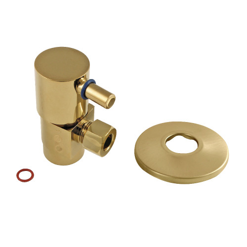 Kingston Brass CD43307DLK 1/2"IPS x 3/8"O.D. Anti-Seize Deluxe Quarter-Turn Ceramic Hardisc Cartridge Angle Stop with Flange, Brushed Brass